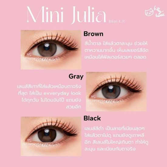 🔥 คอนแทคเลนส์ ✨ขนาดมินิ✨ Mini Julia (kittykawaii) Brown / Gray / Black