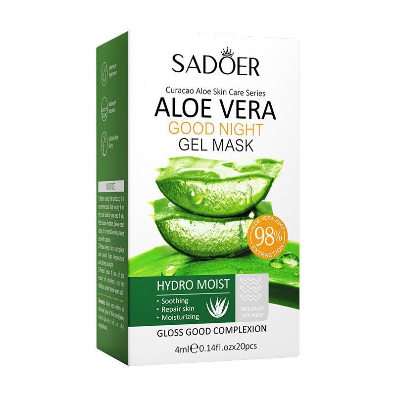 Sadoer Aloe Vera ว่านหางจระเข้มาร์คหน้าคอลลาเจน บำรุงผิวให้ฉ่ำใสชุ่มชื้น ยกกระชับ 20 ซอง/กล่อง ผิวเนียนนุ่ม กระชับ หน้า ขาว collagen sleeping mask(755)