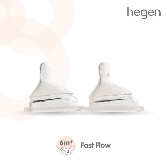 Hegen ( เฮเก้น ) จุกนม #3 Fast Flow น้ำนมไหลเร็ว [แพ็ค 2 ชิ้น] เหมาะสำหรับวัย 6 เดือน+ รหัส HEG12203205