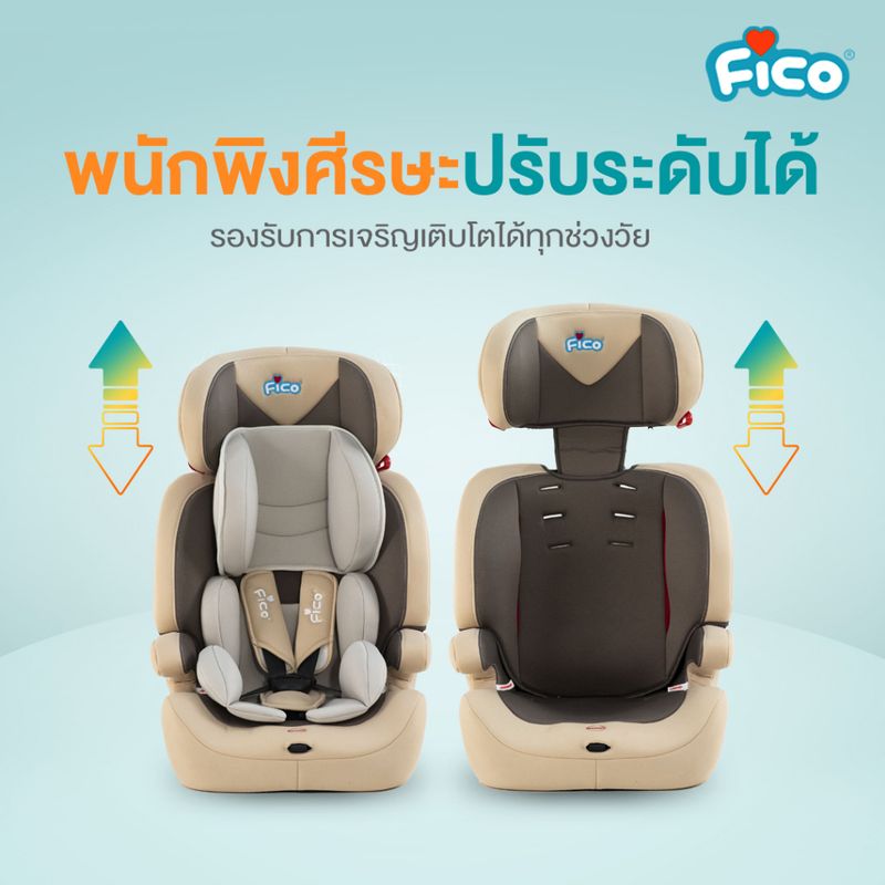 Fico ลดสุดคุ้ม!! พร้อมรับประกันถึง 4 ปีเต็ม คาร์ซีทเด็กโต HB635 สำหรับเด็ก 9 เดือน - 12 ปี ถอดฐานปรับเป็นบูตเตอร์ซีทได้