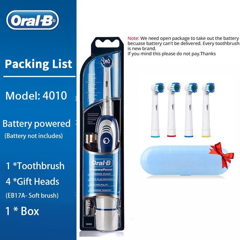 Oral B แปรงสีฟันไฟฟ้าหมุนทำความสะอาดฟันผู้ใหญ่แปรงฟัน DB4010แปรงฟันไฟฟ้าที่มี4พิเศษเปลี่ยนหัว