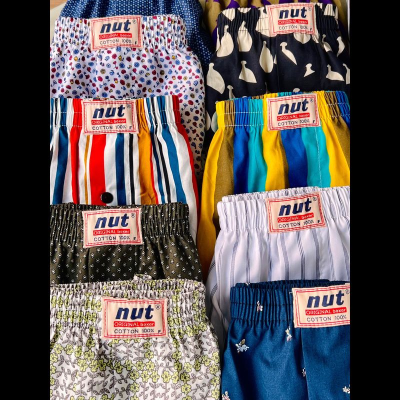 กางเกงบ๊อกเซอร์ทรงเกาหลี Freesize (เอว 25-38นิ้ว) แบรนด์ Nut ใส่ได้ทั้ง (หญิงและชาย)