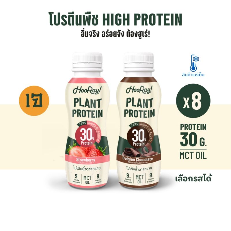 Hooray! Complete Plant Protein นมโปรตีนพืชพร้อมดื่ม Pack 8 ขวด รอบส่งวันที่ 3-4 [BBF19/07/2024]