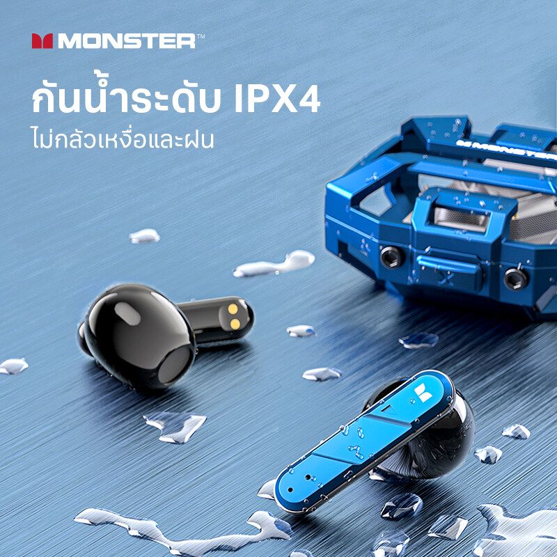 Monster XKT09 Bluetooth wireless headset  หูฟังไร้สายบลูทูธ5.2 หูฟังสำหรับเล่นเกม หูฟังกีฬา หูฟังกันน้ำระดับ IPX4 สไตล์ไซเบอร์พังค์