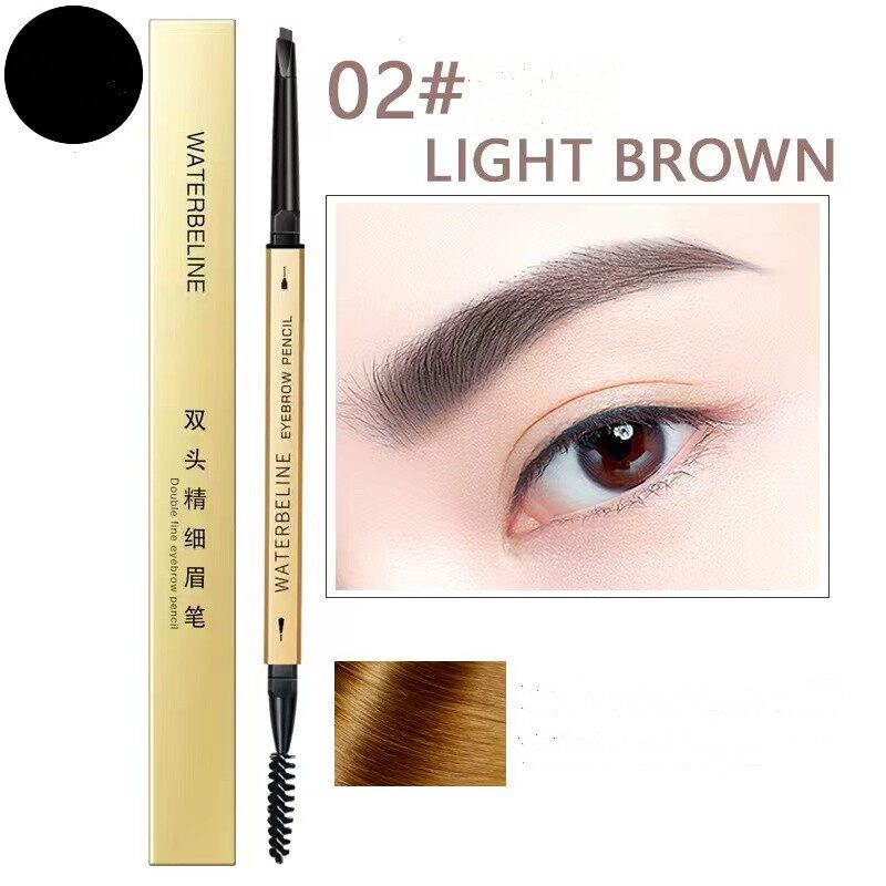 ดินสอเขียนคิ้ว eyebrow pencil ติดทน กันน้ำกันเหงื่อ เขียนง่าย เส้นเล็ก พร้อมด้ามแปรงปัดคิ้ว ด้ามสีทอง EP22