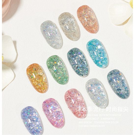 สีเจลกลิตเตอร์ ใหม่ สีเจลกลิตเตอร์เแฟลช กาวแพลตตินั่มความหนาแน่นสูง สดใส Cloud diamond 5ml