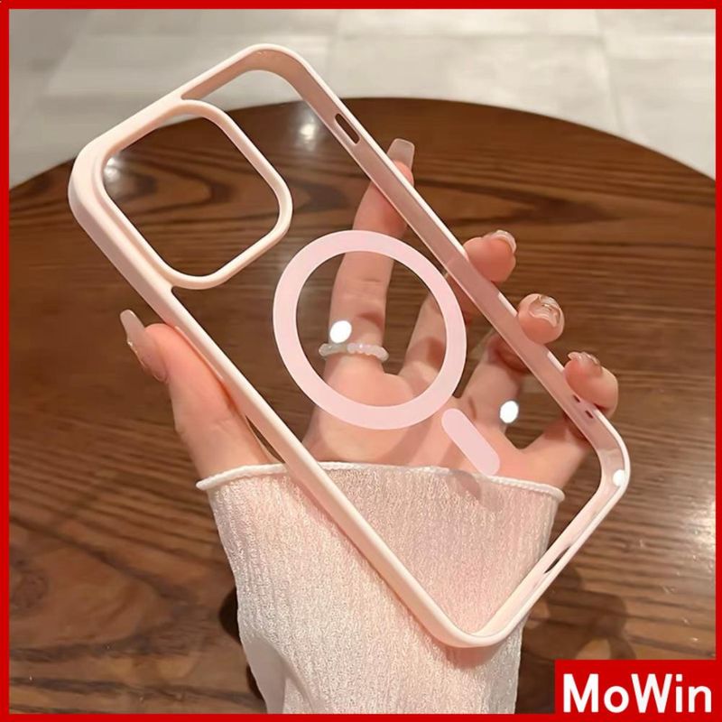 Mowin - เข้ากันได้สำหรับ เคสไอโฟน11 เคส iphone 11 แม่เหล็กดูด Frosted สีชมพูสีดำสีขาวแผงด้านหลังอะคริลิคเคสแข็ง TPU กรอบนุ่มใสกันกระแทกเข้ากันได้กับ 15 PRO Max 14 PRO Max 13 12