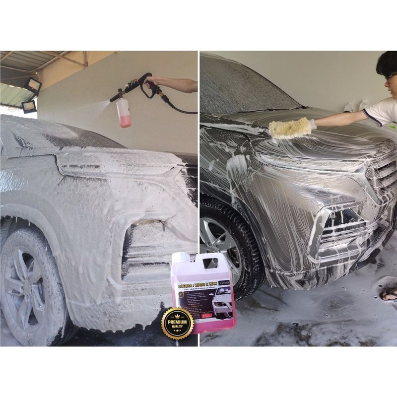 โฟมล้างรถ Cotora WASH&WAX 2in1 ล้างและเคลือบเงา น้ำยาล้างรถ แชมพูล้างรถ กลิ่นหอม สูตรเข้มข้น x2