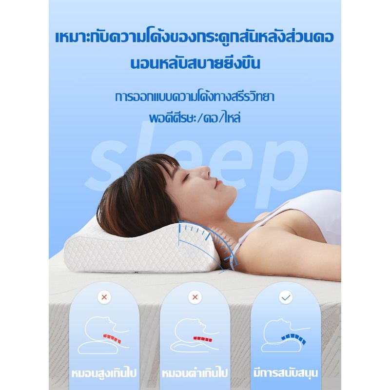 【ซื้อ 1 แถม 1】หมอนแก้ปวดคอ หมอนยางพาราแท้ รักษากระดูกสันหลังส่วนคอ บรรเทาความเจ็บปวด หมอนหนุนสุขภาพ หมอนสุขภาพ