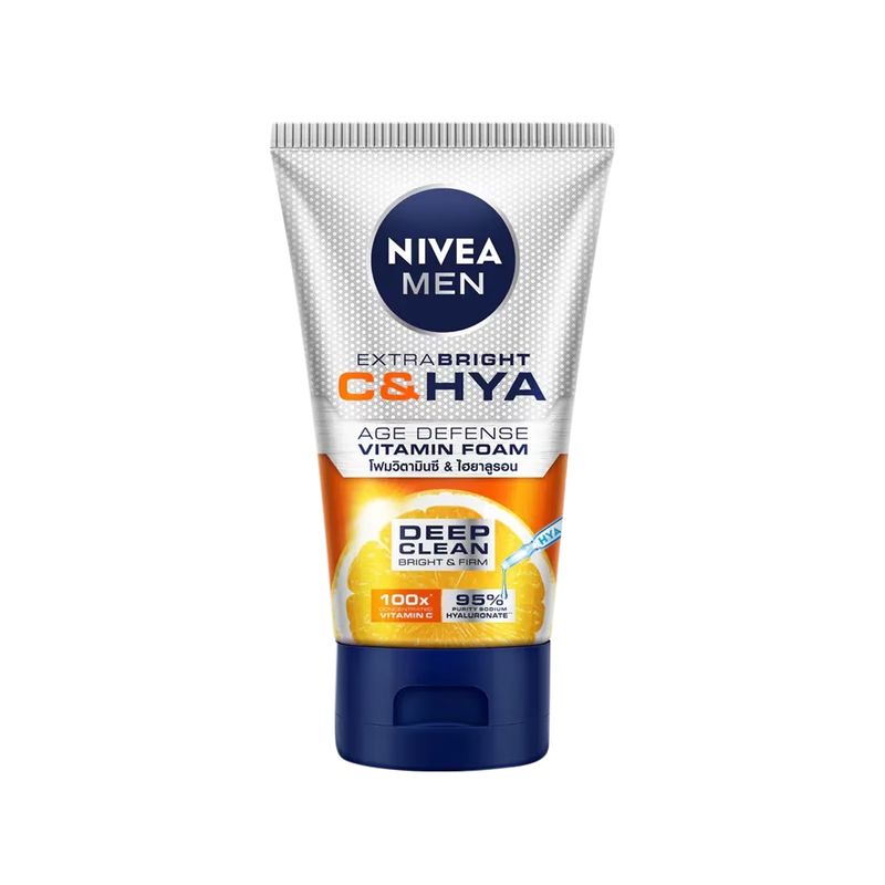 NIVEA นีเวีย เมน เอ็กซ์ตร้า ไบรท์ ซีแอนด์ไฮยา เอจ ดีเฟนซ์ วิตามิน วอช NIVEA MEN EXTRA BRIGHT C&HYA AGE DEFENSE VITAMIN WASH.(มีให้เลือก2 ขนาด)