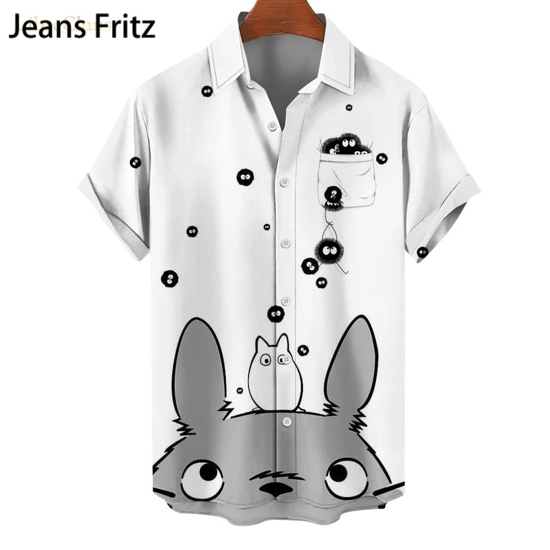 ใหม่ เสื้อเชิ้ตลําลอง ลายการ์ตูนอนิเมะ My Neighbor Totoro Hawaii