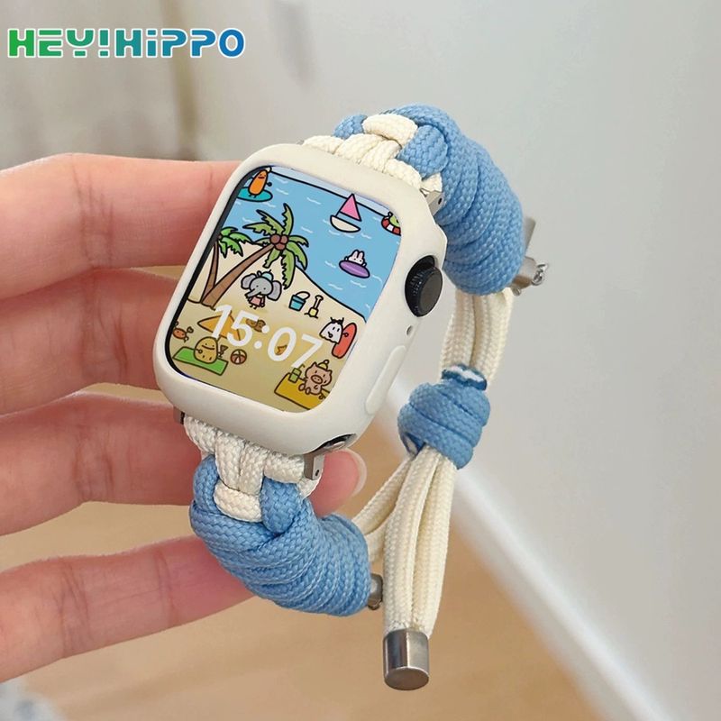 สายเชือกทอมือน่ารัก และเคสนิ่ม สําหรับ smartwatch series 8 7 6 5 SE 4 3 iwatch 45 44 42 41 40 38 มม.