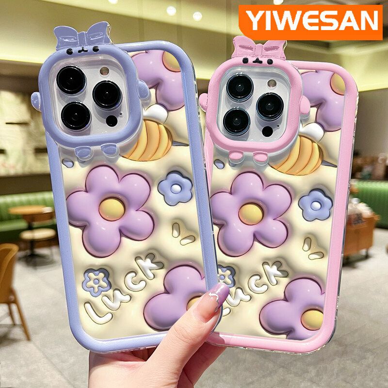 YIWESAN เคสสำหรับ OPPO A78 5G A58 A58x A1X 5G A77 2022 A57 2022 A57s A57e เคส A77s 3D การ์ตูนน่ารักดอกไม้แฟชั่นสีสันสดใสเคสโทรศัพท์โปร่งใสกันกระแทกนิ่มที่สร้างสรรค์เคสป้องกันซิลิโคนรูปสัตว์ประหลาดน้อยน่ารัก