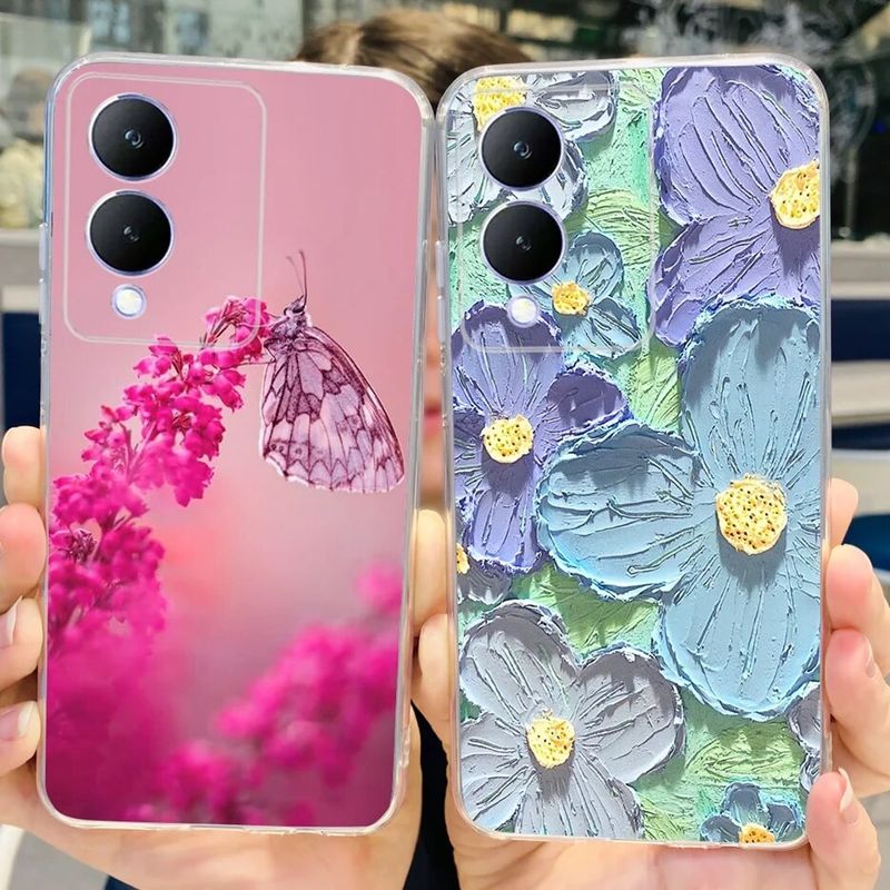 เคส Y17s สำหรับ Vivo 2023น่ารักแฟชั่นเพ้นท์สีเคสโทรศัพท์ TPU แบบน่มซิลิโคนใสขนาด6.56นิ้วสำหรับ Vivo Y17s Y 17S เคส VivoY17s