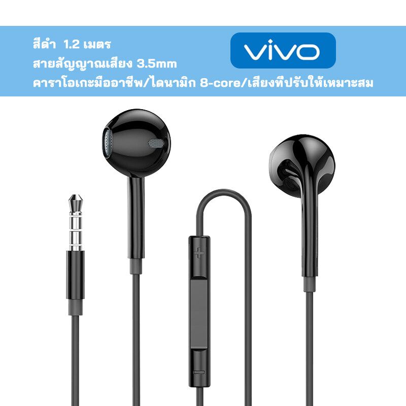 หูฟัง Vivo Type-C หูฟังมีสาย 3.5MMคุณภาพเสียงที่ดี ไมโครโฟนใน Type-C Wired Earphones For Xiaomi Samsung Huawei Oppo