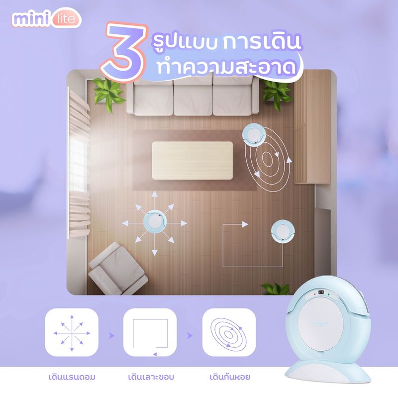 AUTOBOT หุ่นยนต์ดูดฝุ่น ถูพื้น อัจฉริยะ เครื่องดูดฝุ่น ยอดนิยม รุ่น Mini Lite สีฟ้า รับประกัน 1 ปี