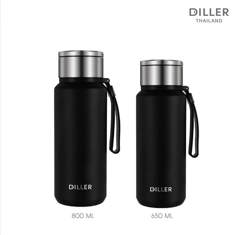 Diller Thermo Flask 650/800ml M8984กระติกเก็บความเย็น/ร้อนฝาหมุนยกดื่มพร้อมตัวกรอง สแตนเลส 2 ชั้นพร้อมฉนวนสูญญากาศเก็บเย็น 24 ชม กระติกน้ำเก็บอุณหภูมิ กระติกน้ำพกพา กระติกเก็บเย็น ขวดเก็บเย็น Water Bottle ขวดเก็บอุณหภูมิ