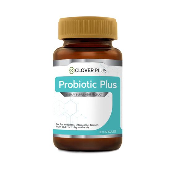 Clover plus Probiotic Plus 30 Capsules ผลิตภัณฑ์เสริมอาหาร Probiotic + Prebiotic 30,000 ล้านตัว.