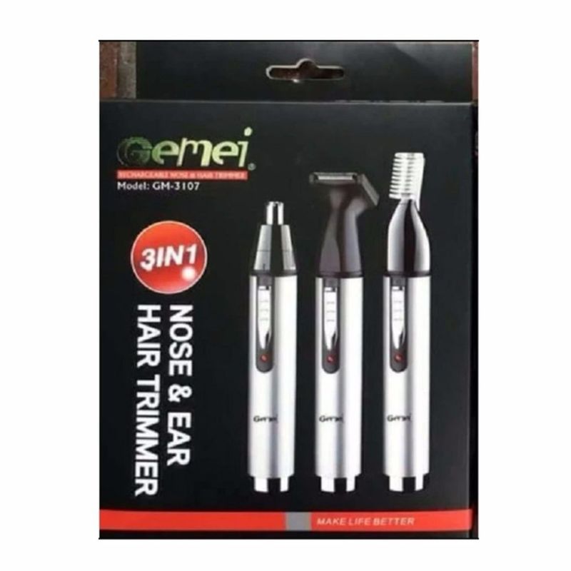 Gemei 3in1 Nose & Ear Hair Trimmer เครื่องโกน ถอน ขนจมูก/ขนคิ้ว แต่งจอน/แต่งผม ชาร์จได้ (Rechargeable)