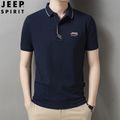 JEEP SPIRIT 1941 ESTD:เสื้อโปโลของผู้ชายสำหรับฤดูร้อน,ดำ,XL