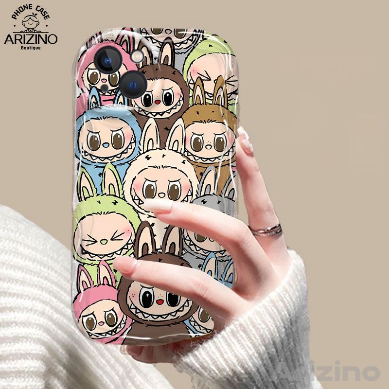 เคสโทรศัพท์ OPPO A57 A58 A77S A54 A17K A95 A38 A60 A78 A79 A98 A5S A18 A17 A94 A96 A76 A12 F9Pro A3S A7เคสโทรศัพท์ฟองฟองสีอ่อน Labubu ซิลิโคนป้องกันการตก