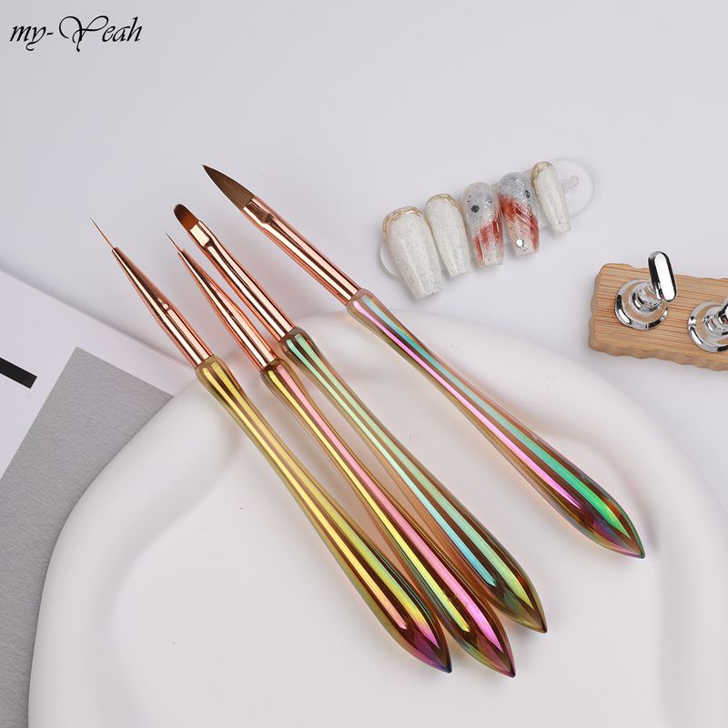 Myyeah Aurora Brown Nail Art Liner แปรงวาดภาพจิตรกรรมแกะสลักแปรงฝรั่งเศสอะคริลิค UV Gel Extension ปากกา DIY เครื่องมือเล็บ