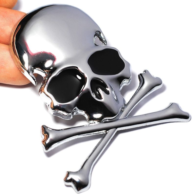 3D Metal Skull Skeleton Crossbones Car Motorcycle Sticker Truck Label Badge