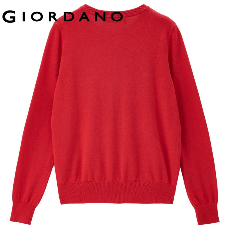 Giordano ผู้หญิงจอร์แดน Cardigan ปุ่มธรรมดาด้านหน้าสำนักงานเสื้อสำหรับสุภาพสตรีแขนยาว Crewneck เสื้อคาร์ดิแกนสตรี05350615