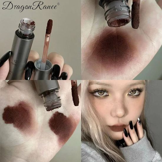 DragonRanee ลิปสติกช็อคโกแลตสไตล์ยุโรป Waterproof Brown Lip Glaze Lip Mud Longlasting