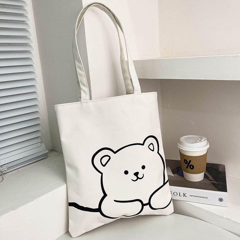 ไม่มีซิป กระเป๋าผ้ามินิมอล เนื้อผ้าหนา กระเป๋า Tote Bag ขนาด28*35cm