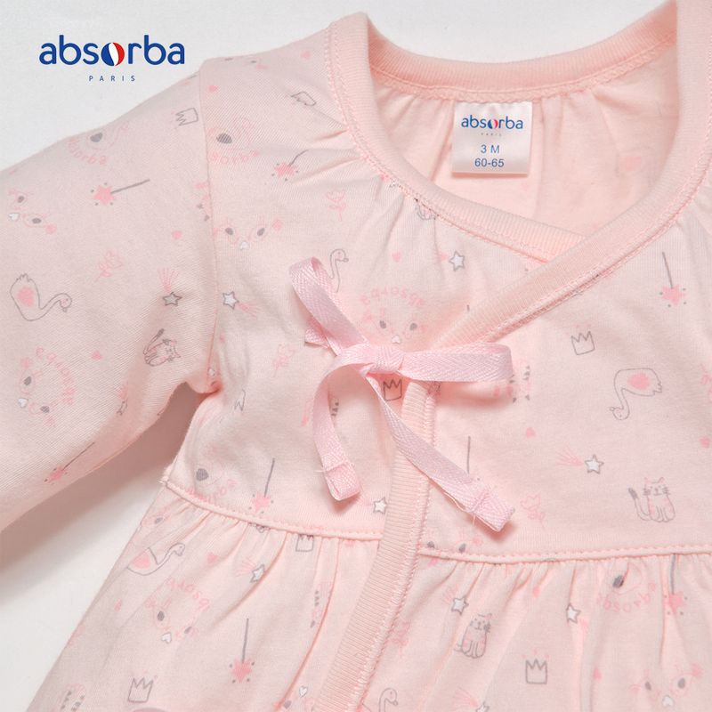 absorba ชุดผูกหน้าเด็กอ่อนหญิง แขนยาว สีชมพู สำหรับเด็กแรกเกิด - 3 เดือน คอลเลคชั่น Coeur & Etoile