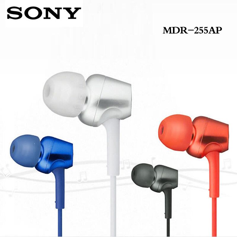 SONY MDR-EX255AP 3.5มม.หูฟังชนิดใส่ในหูหูฟังสำหรับเล่นเกมพร้อมไมโครโฟนหูฟังแฮนด์ฟรีสำหรับIos iPhoneและAndroid Huawei/Xiaomi/Oppo/Vivo/Samsung