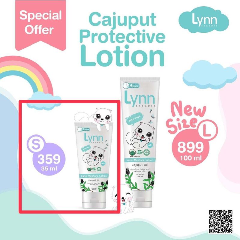 ขายดี..กันยุงละมุนที่สุด..Lynn Organic Cajuput Protective Lotion  บอกลาขาลายด้วยโลชันกันยุงและแมลงจากเสม็ดขาว ตัวแรกในไทย