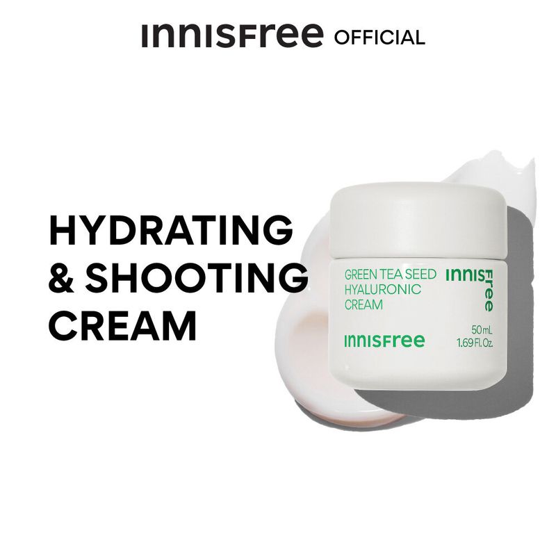 Innisfree green tea seed cream 50 ml อินนิสฟรี กรีนที ครีม 50 มล. Daily soothing gel cream for moisturizing and hydration ครีมเติมความชุ่มชิ้นเสริมสร้างเกราะป้องกันผิว