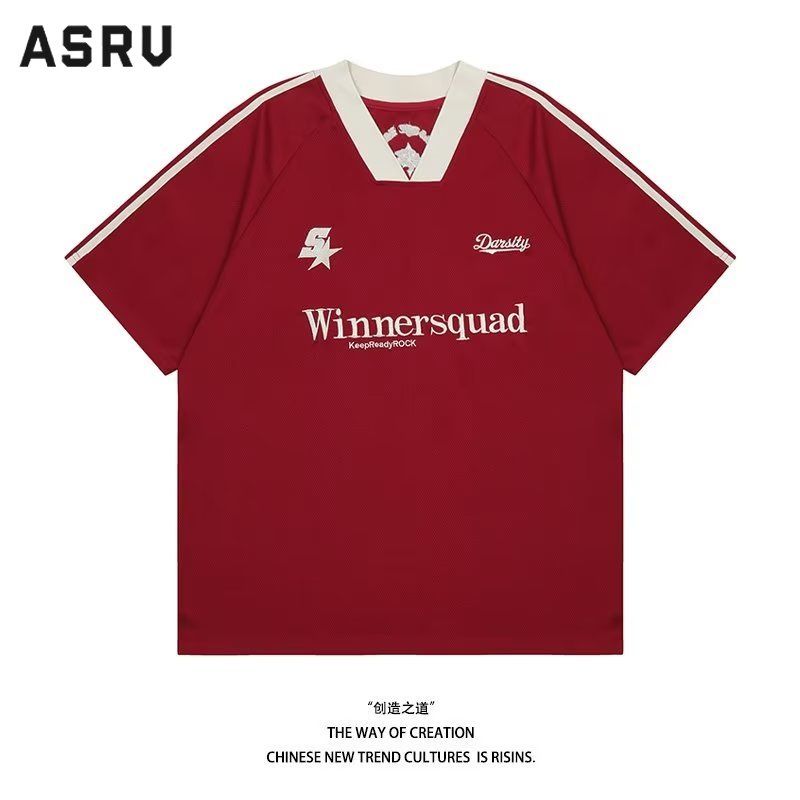 Asrv เสื้อยืดแขนสั้น ทรงหลวม สีตัดกัน สไตล์อเมริกัน สตรีท สําหรับผู้ชาย และผู้หญิง