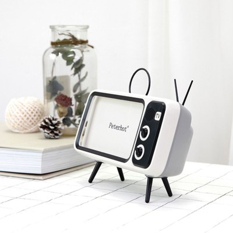 HIDO ลำโพงบลูธูท Sound Loudspeaker Retro TV Mini Wireless Bluetooth Speaker ฟังชัด แหลมใส เบสหนัก Phone Holder FM HD05