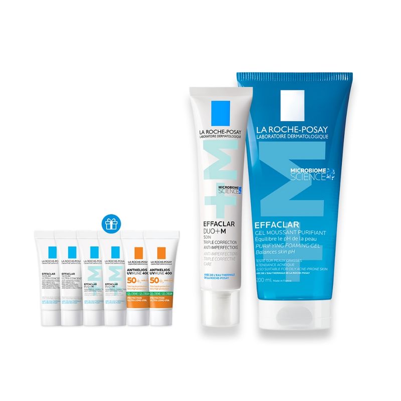 [เซตสุดคุ้ม ของแถม 6 ชิ้น] ลา โรช-โพเซย์ La Roche-Posay EFFACLAR Duo+ M 40ml. ลดสิว และ Effaclar Foaming Gel  200ml.