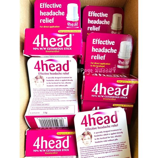 บาล์มไมเกรน 🇬🇧 4head Effective Headache Relief Stick 3.6g แก้ไมเกรน ทาทับเครื่องสำอางได้ นำเข้าจากอังกฤษ 🇬🇧