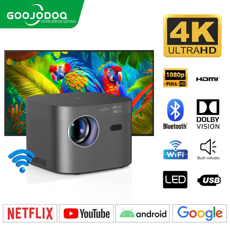 GOOJODOQ โปรเจคเตอร์ Full HD 1080P 13000 LM รองรับ Android iOS wifi 8K 550ANSIN