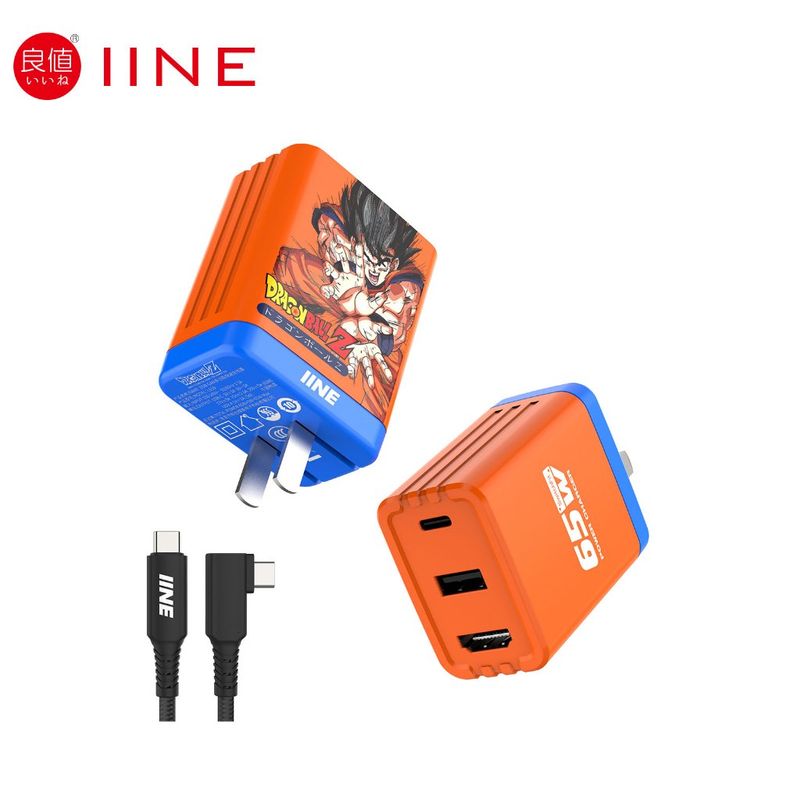 Iine แท่นชาร์จสายเคเบิล Type-C 65W Dragon Ball Orange Gallium Nitride HDMI สําหรับอัพเกรดวิดีโอ