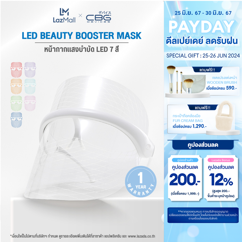 CBG Devices หน้ากากแสงบำบัด LED 7 สี Light Therapy Mask หน้ากากความงาม LED Beauty Booster Mask(LED)