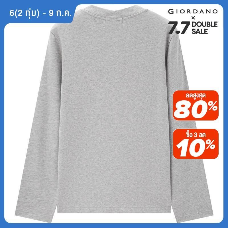 Giordanoผู้ชาย ผ้าฝ้ายแท้สีทึบคอสูงคอสูงแขนยาวเสื้อยืด Free Shipping 01022814