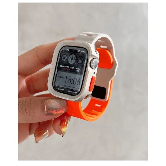 เคสและสายซิลิโคนสำหรับนาฬิกา Apple ฝาครอบป้องกัน TPU ใช้ได้กับรุ่น Ultra 9 8 7 6 5 4 Se I Watch Ultra 2 49มม. 45มม. 44มม. 41มม. 41มม. 40มม.