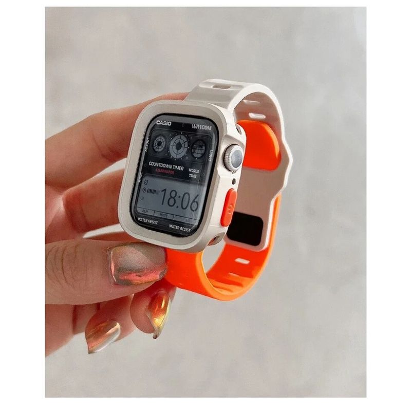 เคสและสายซิลิโคนสำหรับนาฬิกา Apple ฝาครอบป้องกัน TPU ใช้ได้กับรุ่น Ultra 9 8 7 6 5 4 Se I Watch Ultra 2 49มม. 45มม. 44มม. 41มม. 41มม. 40มม.