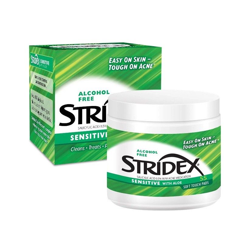 โทนเนอร์ Stridex Alcohol Free Pads toner รักษา สิว แผ่นสําลี สําหรับ ทําความ สะอาด ผิวหน้า 55แผ่น Acne Control