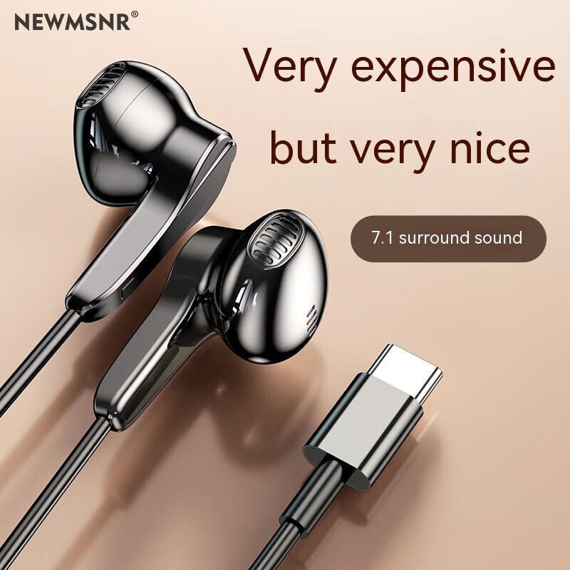 Newmsnr TYPE-C 9D Super Bass Earphones In Ear Headphones Built In HD Microphone DJ Earphone Noise Reduction Gaming Headset Waterproof Sweatproof Headphone