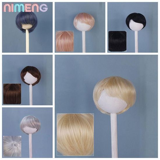 Nimeng วิกผมสั้น 16.5-17.5 ซม. ไฟเบอร์อุณหภูมิสูง หลากสี แบบเปลี่ยน สําหรับตุ๊กตา 1/6 BJD/SD