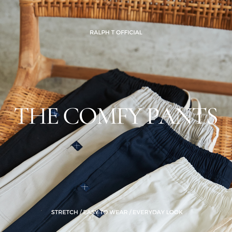 กางเกงขายาวผู้ชาย กางเกงชิโน่ ทรงกระบอกเล็ก เอวยางยืด รุ่น TOKYO COMFY PANTS - RALPH T OFFICIAL กางเกงผู้ชาย