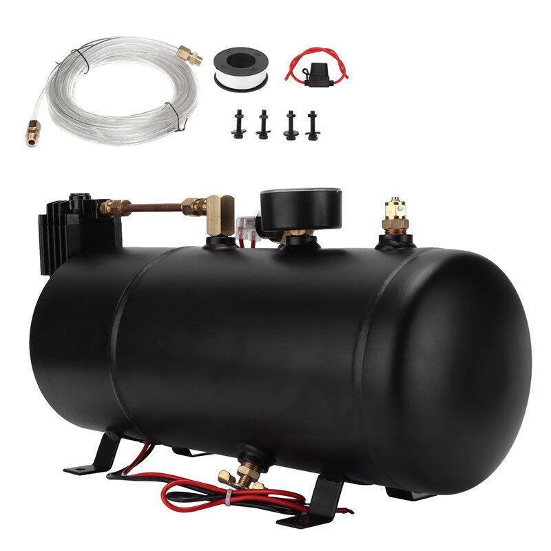 12V Air Horns Compressor 3L 150PSI การดัดแปลงทดแทนสำหรับรถยนต์รถบรรทุกเรือรถไฟ ปั๊มลม เครื่องเติมลม พร้อมถัง 3 ลิตร