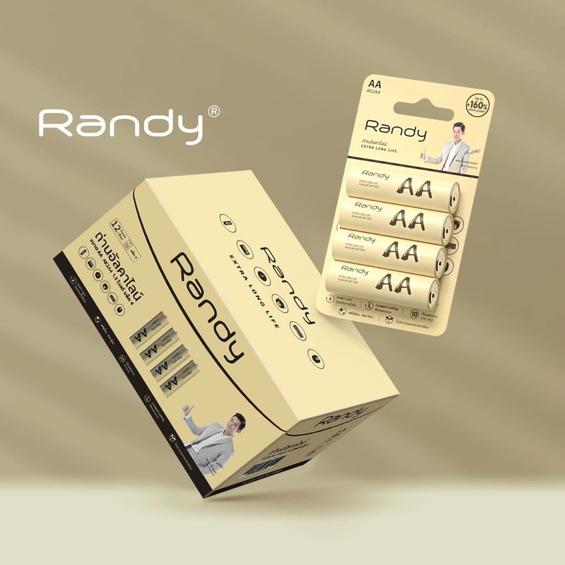 [6แผงแถม6แผง]Randy Alkaline Manganese Battery ถ่านอัลคาไลน์ แมงกานีส AA AAA D แบตเตอรี่ ความจุสูง ถ่านวิทยุ ถ่านของเล่น